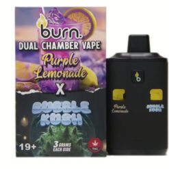 New * 6 Gram Dual Chamber Burn Disposable Vape – Purple Lemonade + Bubble Kush (3+3 Gram)